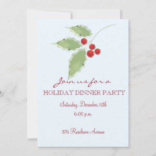 Holly Sprig Editable Invitation