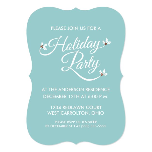 Holly Sprigs Holiday Party Invitations (blue)