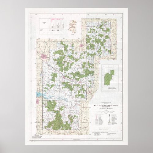 Holly Springs National Forest Map 1991  Poster