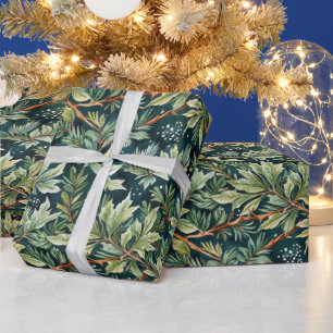 Holly, Spruce, Snow Green Wrapping Paper