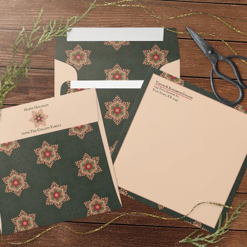 Holly Star Christmas Green Pattern Accents Envelope