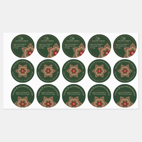 Holly Star Green Address Labels