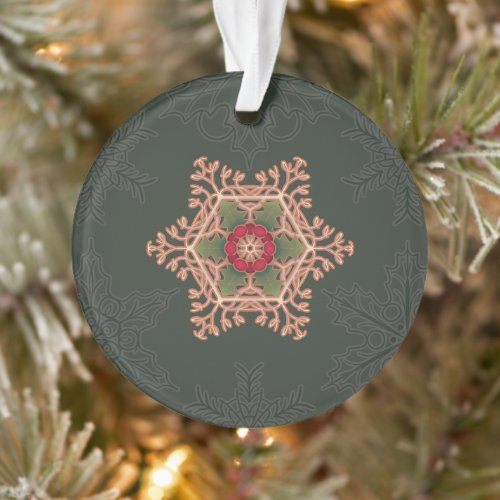 Holly Star Green Snowflake Acrylic Ornament