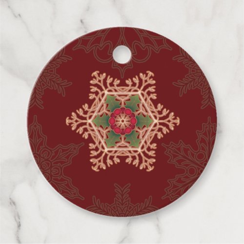 Holly Star Red Favor Tags