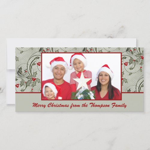 Holly Swirl Photo Card