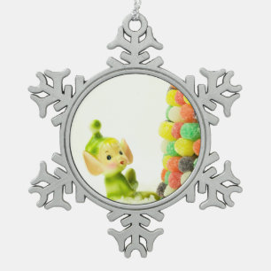 Holly the Pixie Elf Snowflake Pewter Christmas Ornament