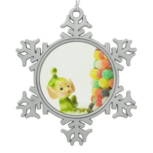 Holly the Pixie Elf Snowflake Pewter Christmas Ornament