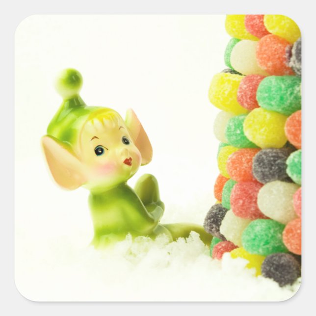 Holly the Pixie Elf Square Sticker (Front)