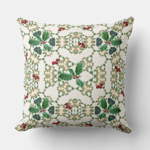 Holly time throw pillow