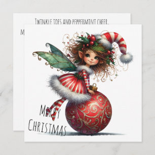 Holly-Topped Fairy on Ornament – Holiday Card
