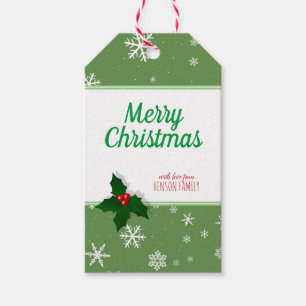 Holly Tree Berry Snowflake Custom Christmas Gift Tags