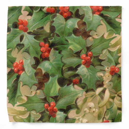 Holly Tree Christmas Holiday Vintage Bandana