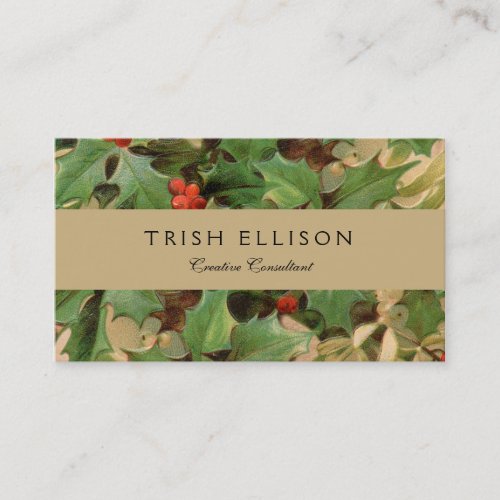 Holly Tree Christmas Holiday Vintage Business Card