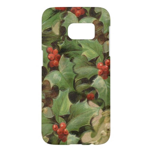 Holly Tree Christmas Holiday Vintage Samsung Galaxy S7 Case