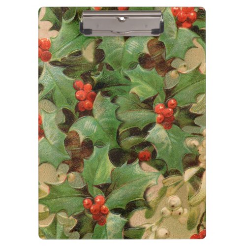 Holly Tree Christmas Holiday Vintage Clipboard