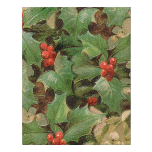 Holly Tree Christmas Holiday Vintage Faux Canvas Print