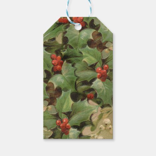 Holly Tree Christmas Holiday Vintage Gift Tags