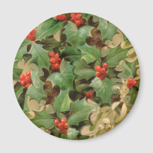 Holly Tree Christmas Holiday Vintage Magnet