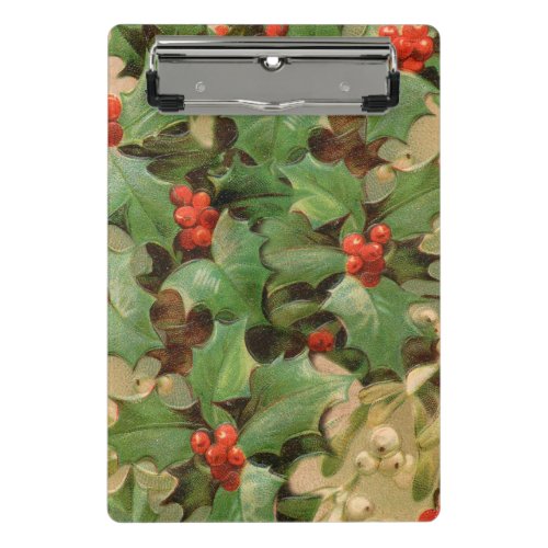 Holly Tree Christmas Holiday Vintage Mini Clipboard