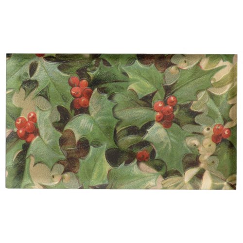 Holly Tree Christmas Holiday Vintage Place Card Holder