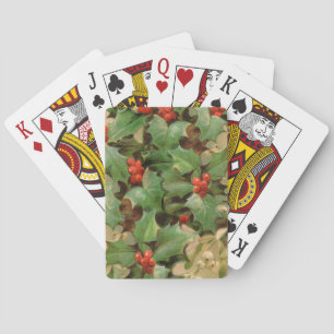 Holly Tree Christmas Holiday Vintage Poker Cards