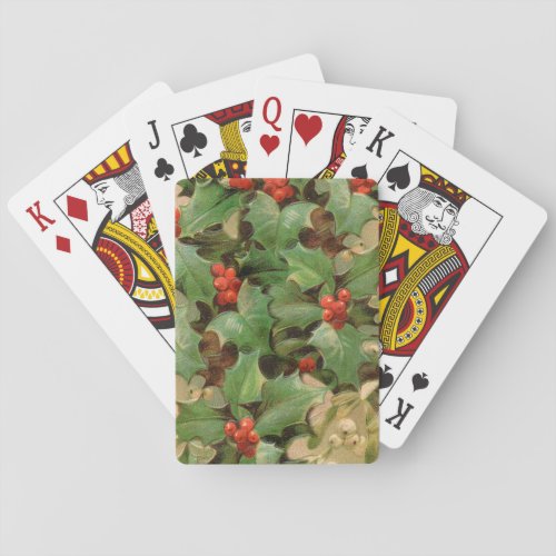 Holly Tree Christmas Holiday Vintage Poker Cards