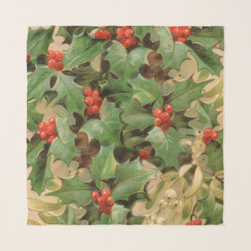 Holly Tree Christmas Holiday Vintage Scarf