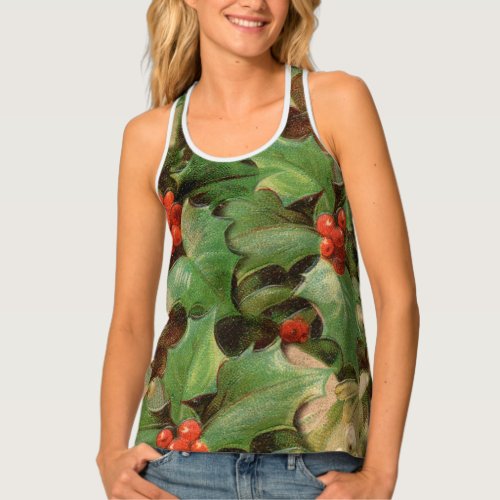 Holly Tree Christmas Holiday Vintage Tank Top