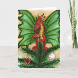 Holly Treetop Dragon Holiday Card