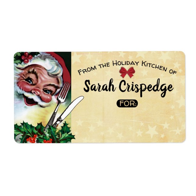 Holly utensils Christmas food holiday baking Label (Front)