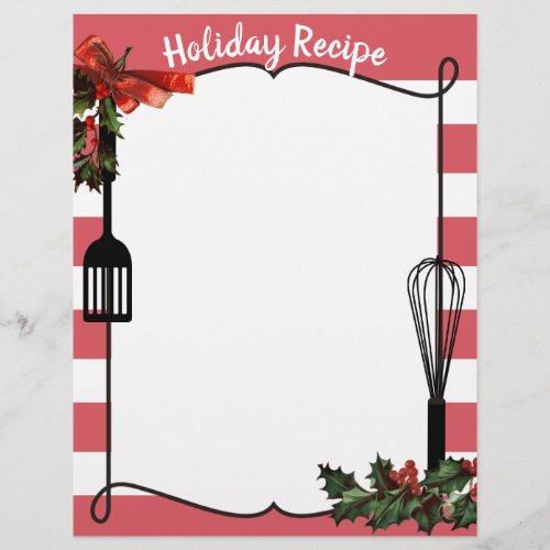 Holly utensils Christmas holiday recipe letterhead