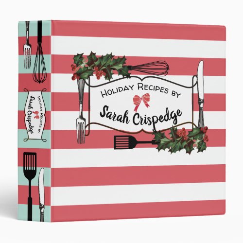 Holly utensils holiday cookbook recipe binder