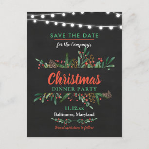 Holly Vintage Christmas Dinner Holiday Party Announcement Postcard