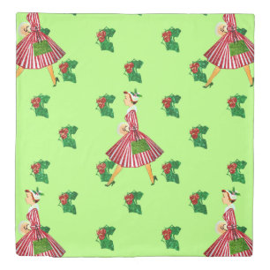 holly vintage christmas lady duvet cover