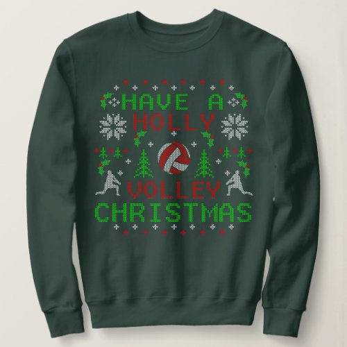 Holly Volley Volleyball Ugly Christmas Sweater Art