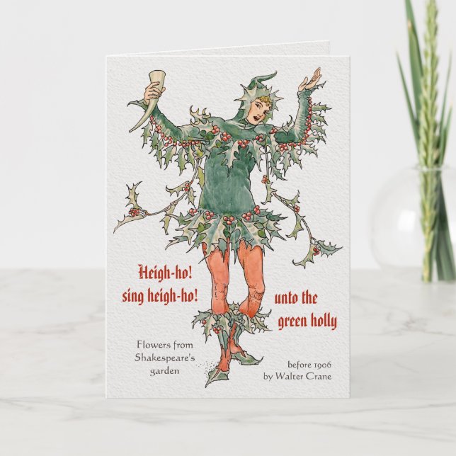 Holly Walter Crane Flowers from Shakespeare CC0969 Holiday Card (Front)