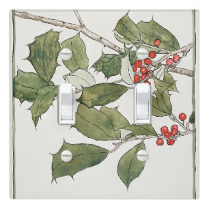 Holly Watercolor Painting, Hannah Borger Overbeck Light Switch Cover