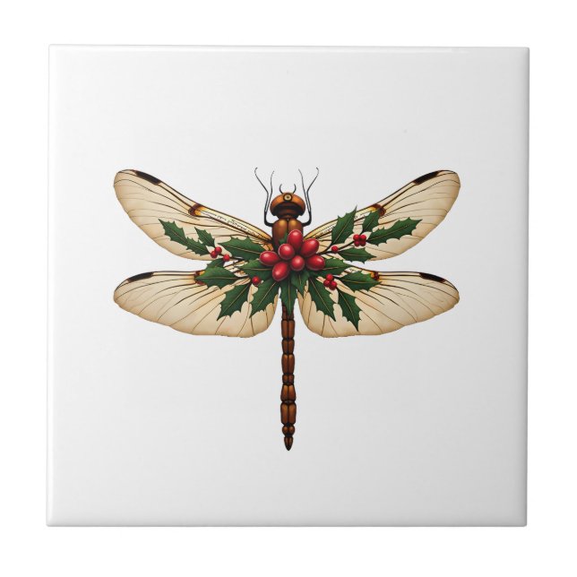 Holly Winged Dragonfly Ceramic Tile (Front)