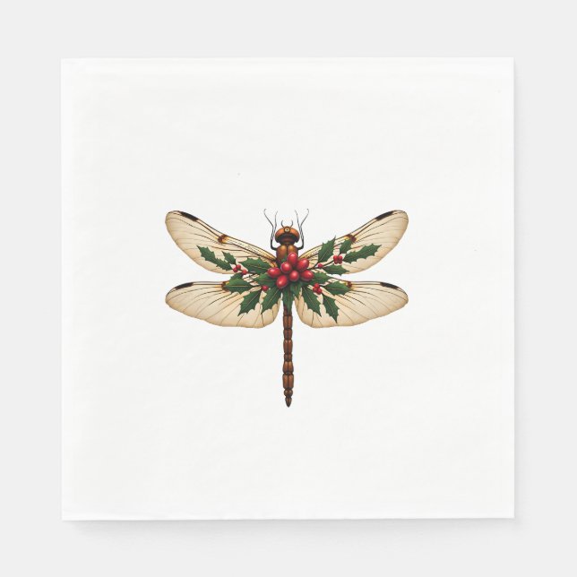 Holly Winged Dragonfly Napkins (Front)