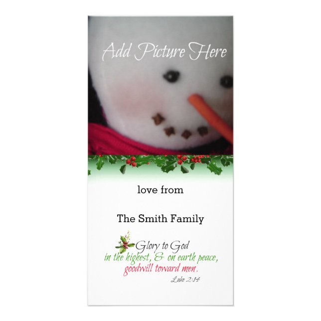 Holly With Scripture Verse Photo Card (Front)