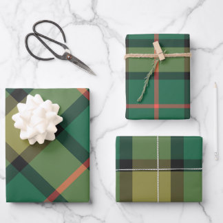 Holly Wrapping Paper Flat Sheet Set of 3