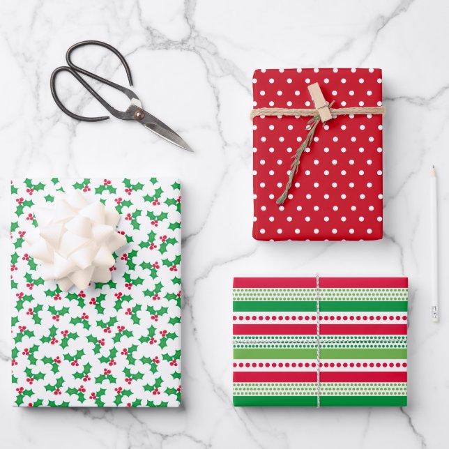 Holly Wrapping Paper Sheets (Front)