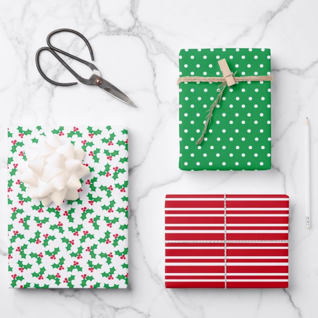 Holly Wrapping Paper Sheets (Front)