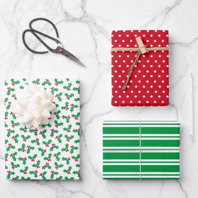 Holly Wrapping Paper Sheets (Front)