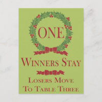 Holly Wreath Bunco Table Card #1