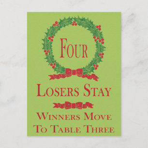 Holly Wreath Bunco Table Card #4