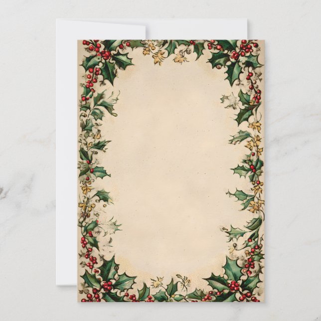 Holly Wreath Center Frame Invitation (Front)