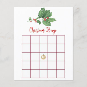 Holly Wreath Christmas Bingo Game Card Flyer