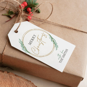 Holly Wreath Christmas Gift Tag Greenery