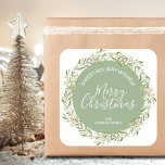 Holly Wreath Christmas Homemade Holiday Baking Square Sticker<br><div class="desc">Create stickers to label your Christmas holiday homemade goods,  cookies,  candy,  treats,  party favors and more featuring a holly and berries wreath and your message in chic lettering.</div>